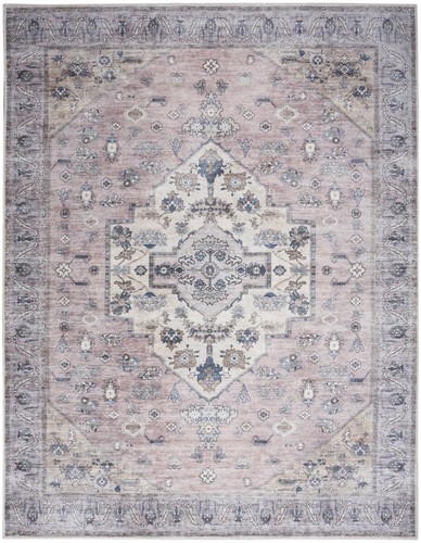 5 X 7 Розовых и голубых ковриков Oriental Power Loom, Потертый моющийся нескользящий коврик