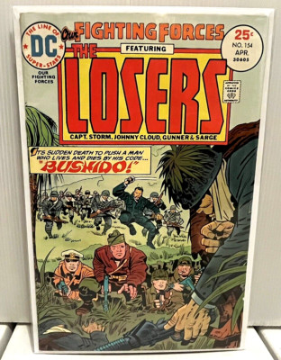OUR FIGHTING FORCES ft. THE LOSERS #154 JACK KIRBY COVER & ART  1975  NICE COPY!