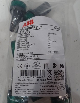 ABB lot of 10 1SFA619403R5132 CL2-513G GREEN LED Pilot Light NEW
