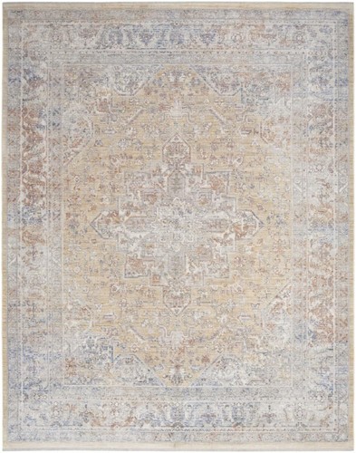 Серый с золотом ковер Oriental Power Loom размером 8 X 10 дюймов с бахромой