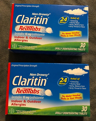 New Lot Of 2 Boxes Of Claritin Allergy Redi Tabs 24 Hour 30x2 Sneezing