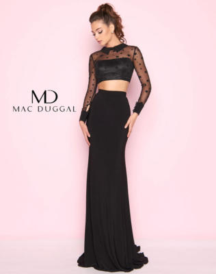 MAC DUGGAL 2039L Black Star Burnout Бархатный сетчатый воротник 2 шт. Топ + платье-юбка 0 XS