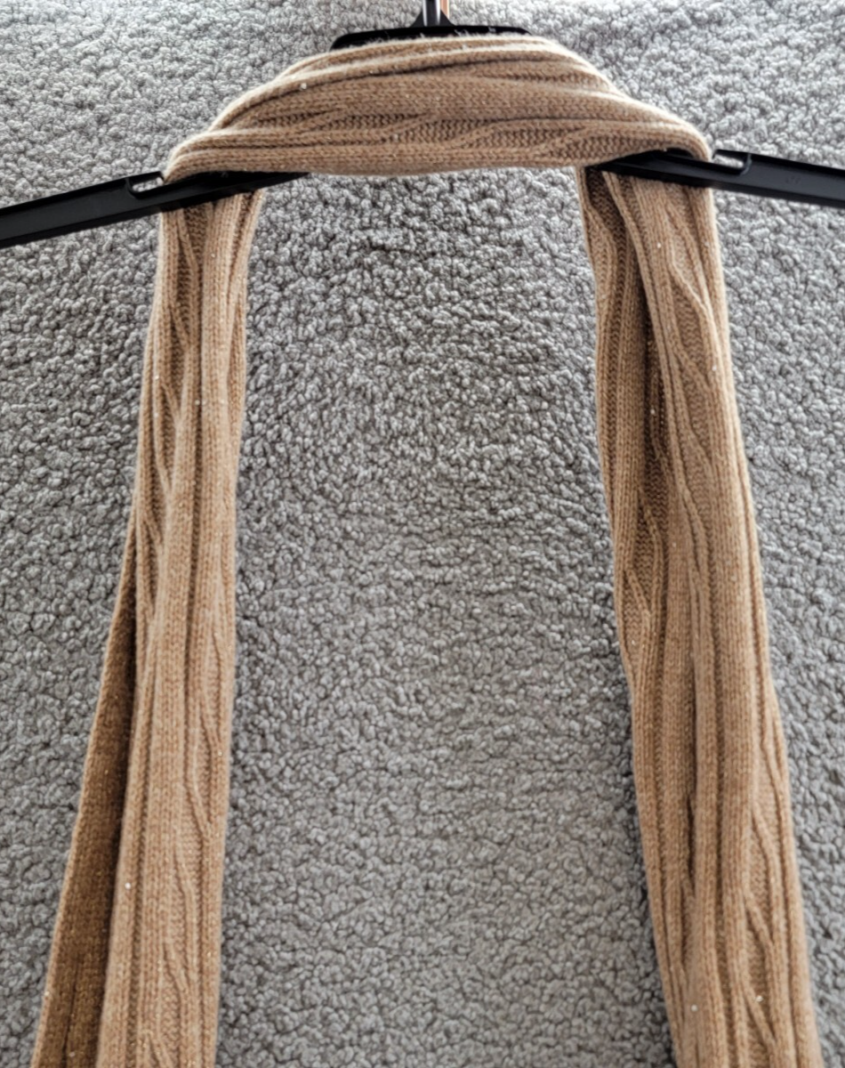 Adrienne Landau Wool The Lyla Scarf Women's One Size Camel Pom-Poms At Ends~ - Picture 3 of 15