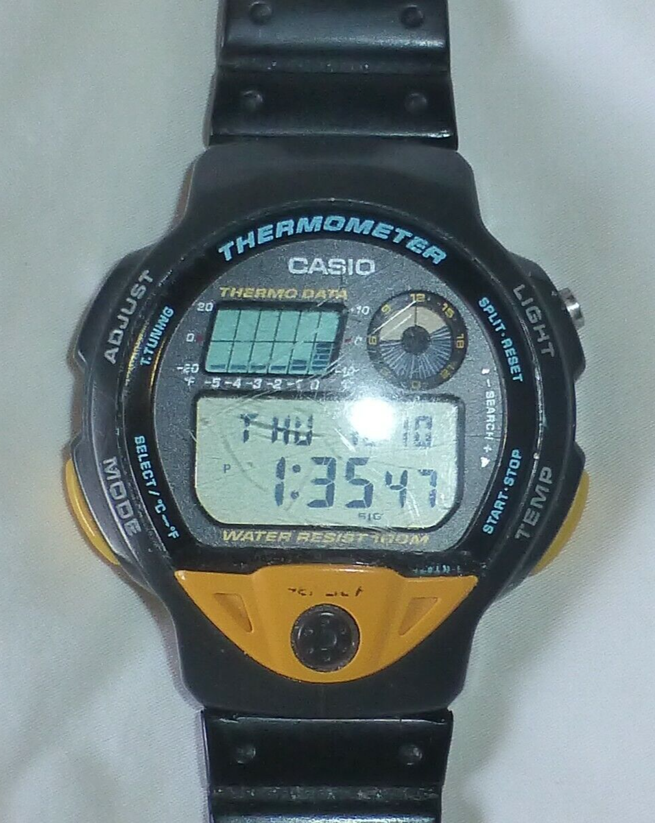 Casio TS-200 Thermometer World time Watch Mod 997 1980s Casio TS-200 Thermometer World time Watch Mod 997 1980s