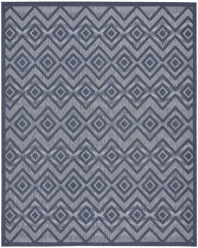 9 X 12 Темно-синий Геометрический плоский тканый коврик