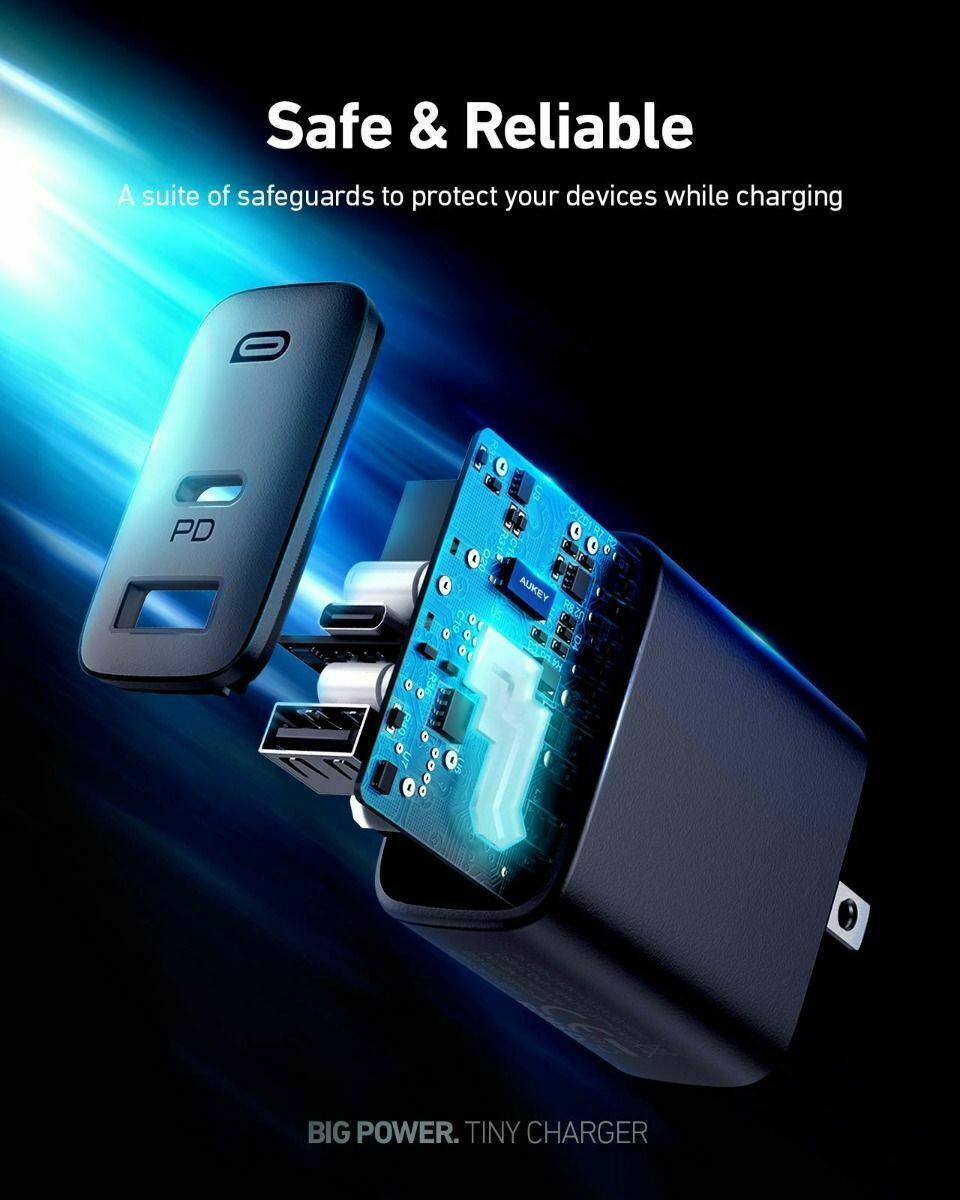 AUKEY SWIFT 32W POWER DELIVERY FAST CHARGER ADAPTER PA-F3S Black