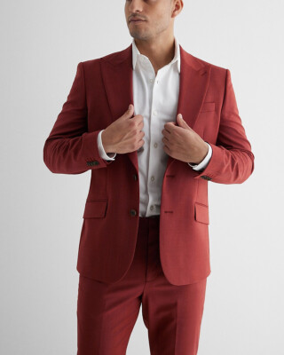 NEW EXPRESS $328 RUST SLIM WOOL BLEND MODERN TECH SUIT JACKET SZ 40R