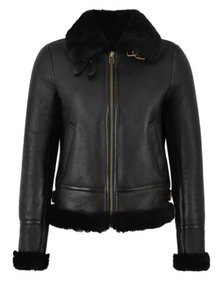 Womens RAF Aviator Bomber B3 Real Leather Jacket Coat Sheep Skin Pilot Flying