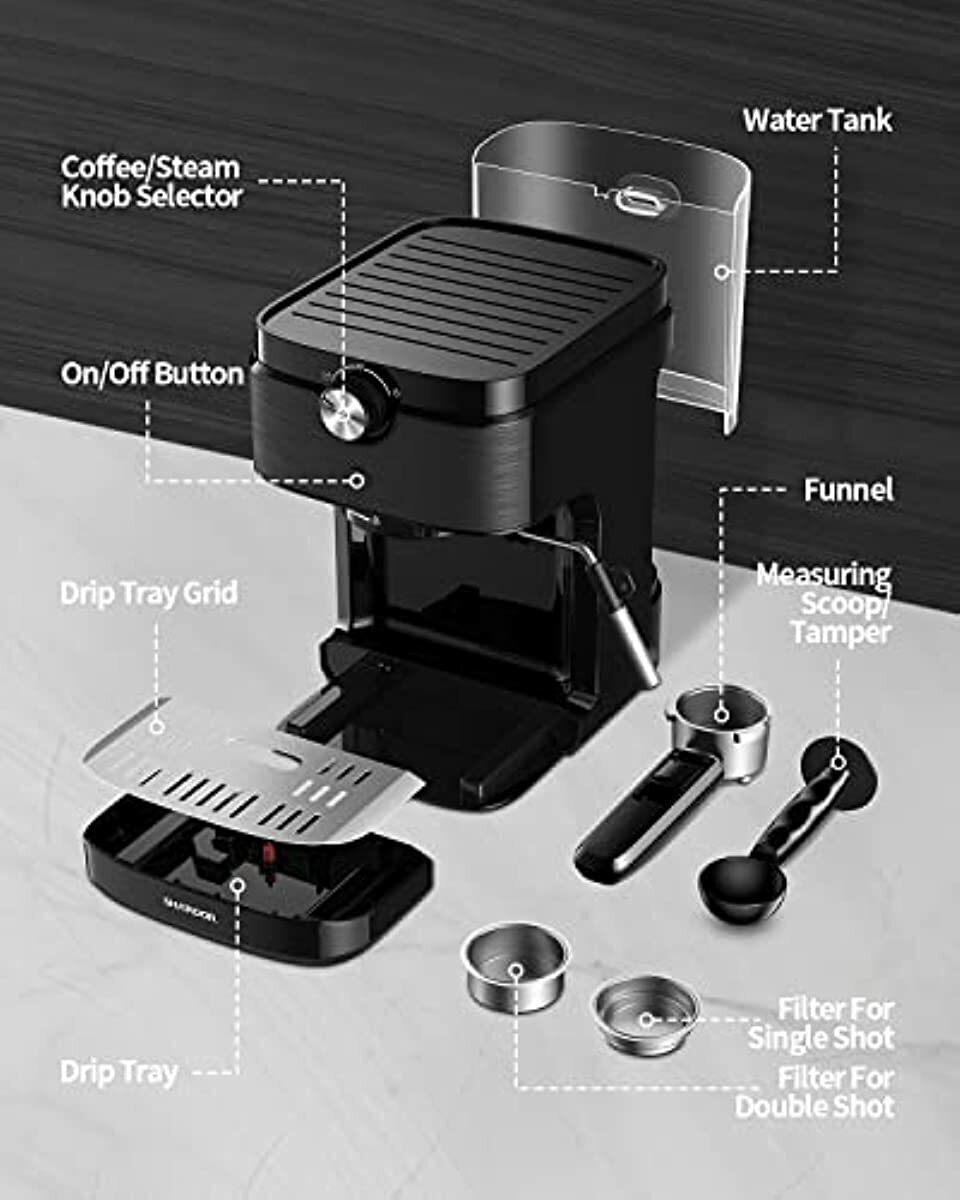 Simple Espresso Machine Maker for Latte Cappuccino Macchiato Easy to Use At Home