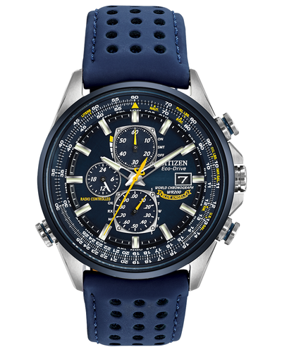 Pre-owned Citizen Men's Eco-drive Blue Angels World Chrono A-t Blue Strap Watch At8020-03l