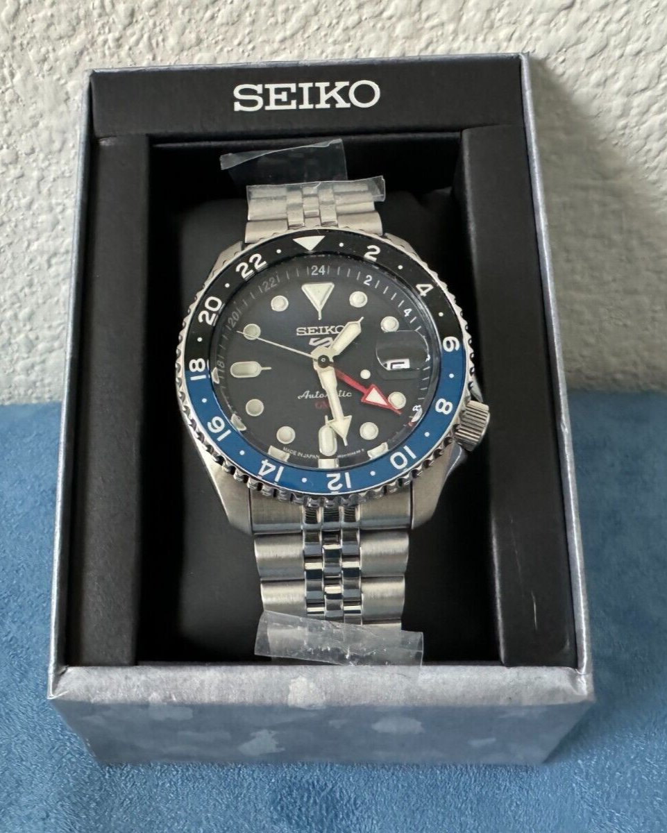 Pre-owned Seiko 5 Sports Skx Gmt Blue Dial Watch For Men Ssk003