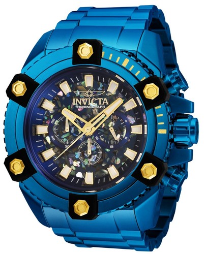 Pre-owned Invicta Coalition Men's 64mm Abalone Dial Watch With 3 Slot Collector Case 35977