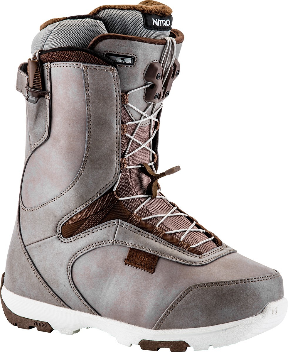 Nitro Crown TLS Snowboard Boots Womens 7 Putty - Dark Chocolate New 2017