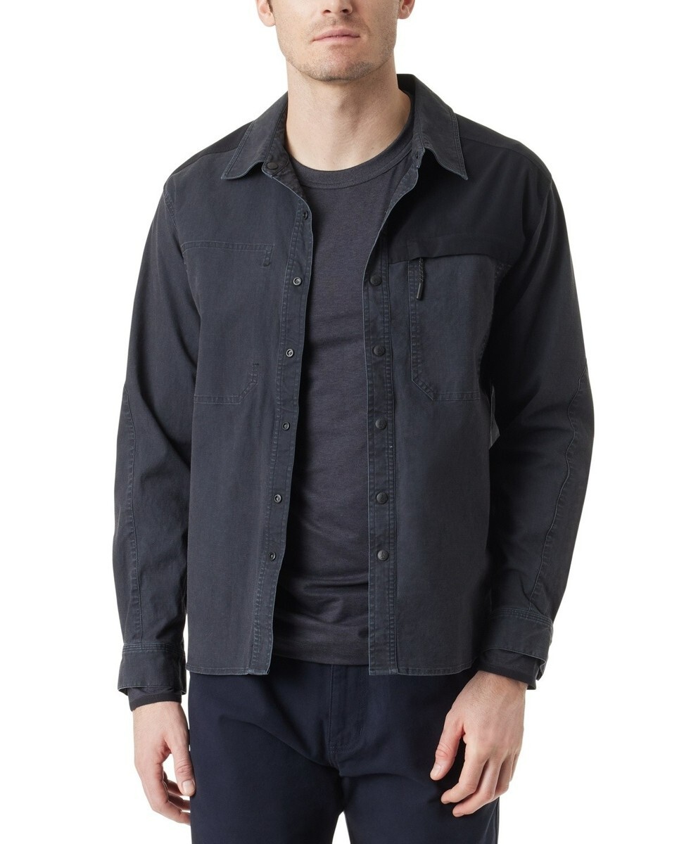BASS OUTDOOR Ripstop Utility Shacket Men's M Black Beauty Snap Front Long Sleeve - Picture 1 of 19