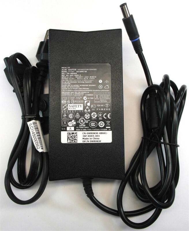 Genuine Dell Laptop Charger Ac Power Adapter Wrhkw Da130pe1-00 Adp-130db D 130w