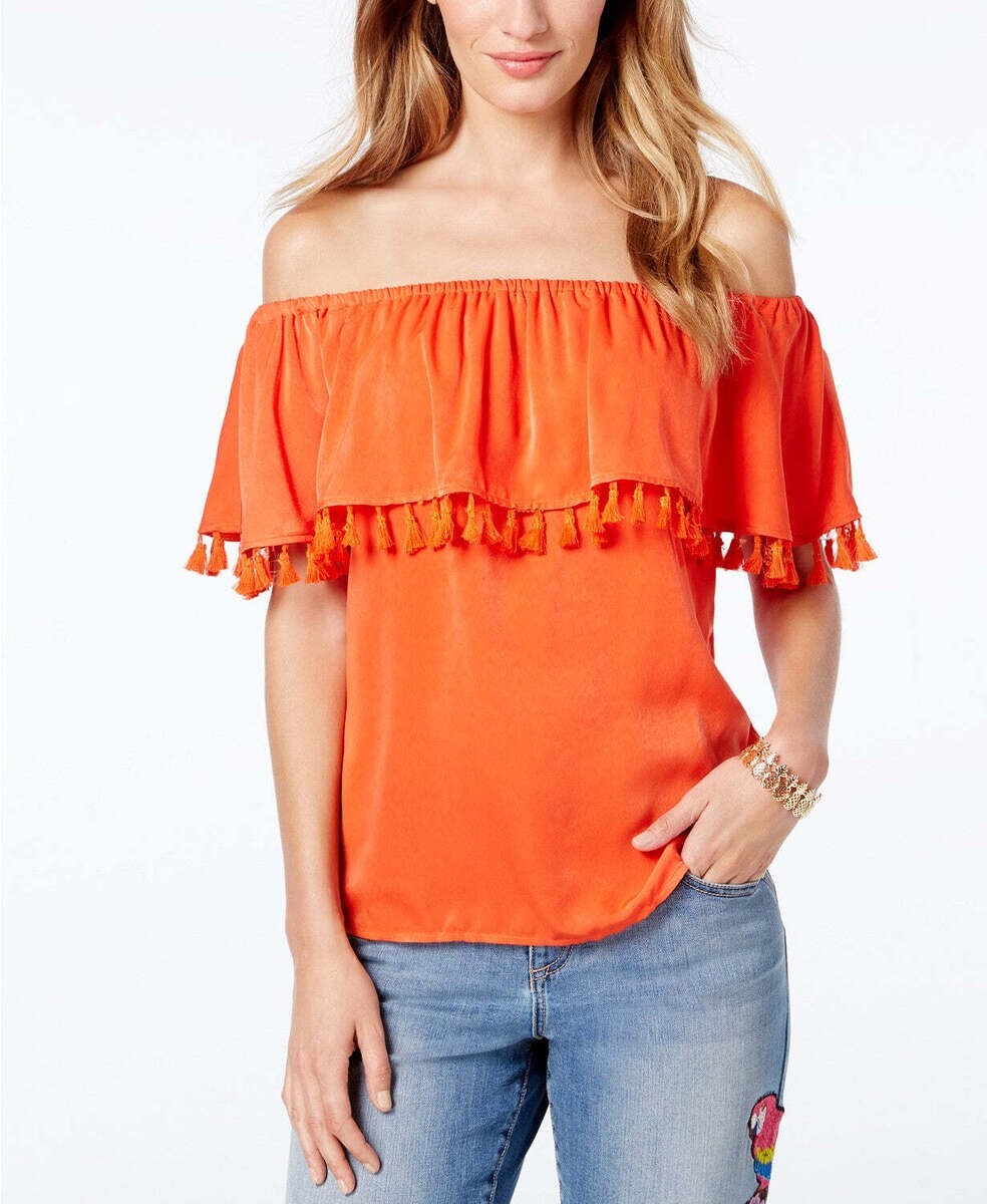 Inc International Concepts Petite Tassel-Trim Off-the-Shoulder Top Women's PXL - Picture 1 of 14