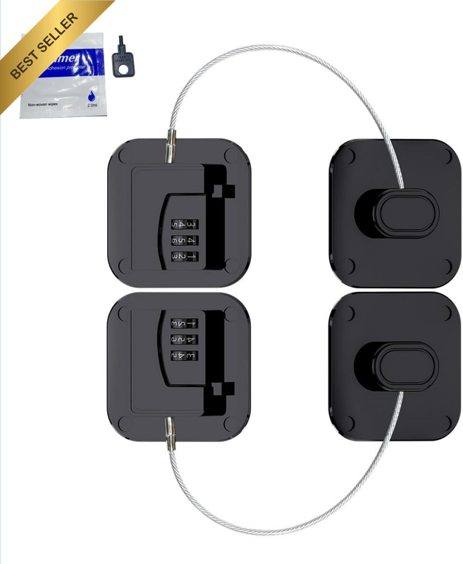 2 Piece Refrigerator Lock, Mini Fridge Lock with 3 Digital Password Child Safety