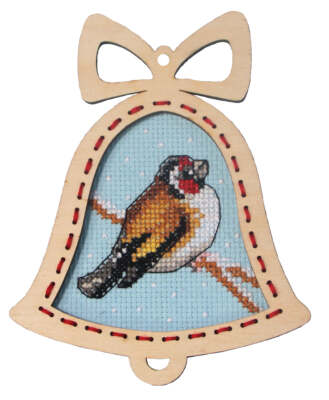 Orchidea Complete counted cross stitch kit with plywood frame Bell - Goldfinc...