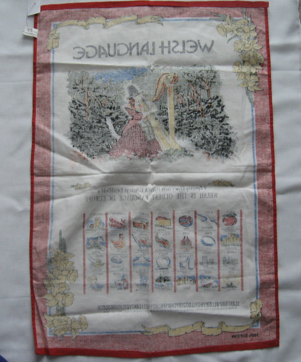 Welsh Language cotton linen towel wall hanging 30