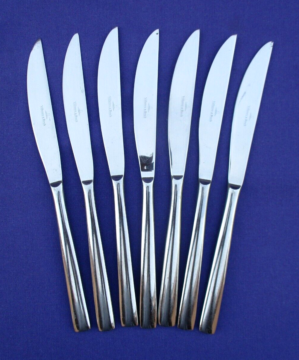 VILLEROY & BOCH PIEMONT 18/10 STAINLESS GLOSSY SET OF 7 DINNER KNIFE KNIVES