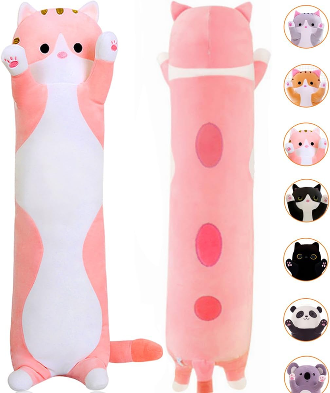 Cute Cartoon Cat Stuffed Animals Soft Long Body Pillow Gif