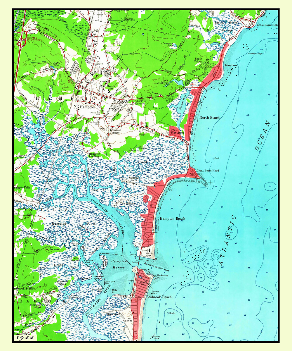 ハワイ骨董美術品　地図（NORTH HAMPTON BEACH MAP） ハワイ骨董美術品 地図（NORTH HAMPTON BEACH MAP） 美術品