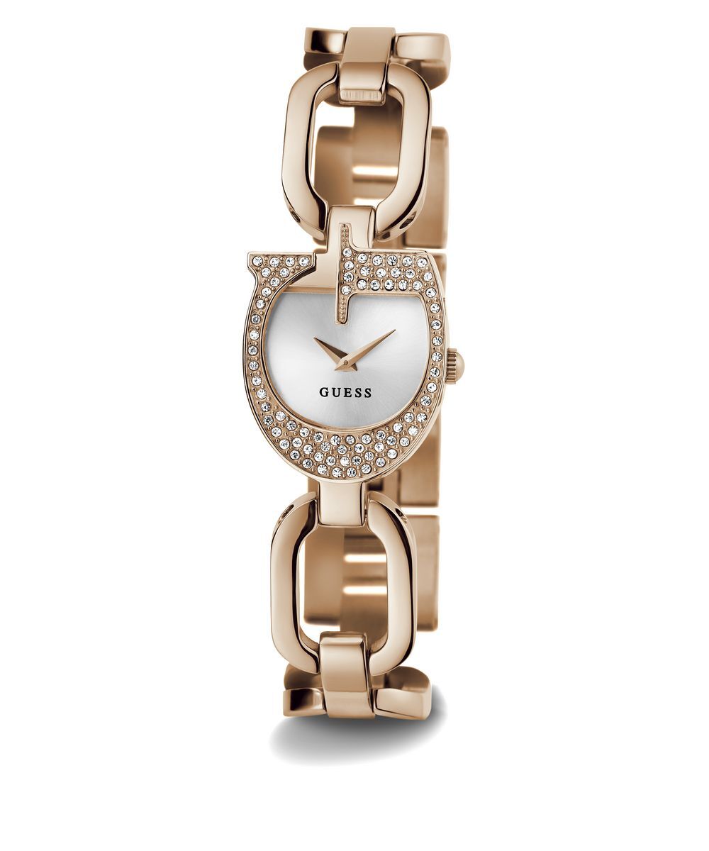 Pre-owned Guess Ladies Watch Wristwatch Gia Gw0683l3 Stainless Steel Rose Gold