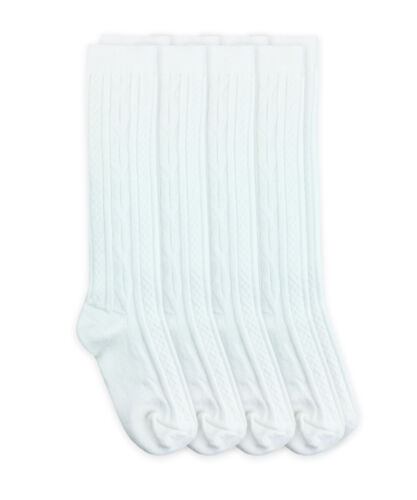 Jefferies Socks Girls Cable Knit Dress School Uniform Knee High Socks 4 Pair