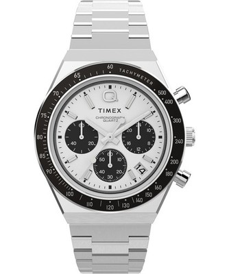 ロレックス　timex　Q diver chronograph 社外品ベルト付き Timex Silver Mens Chronograph Watch Q Diver Chrono TW2W53300