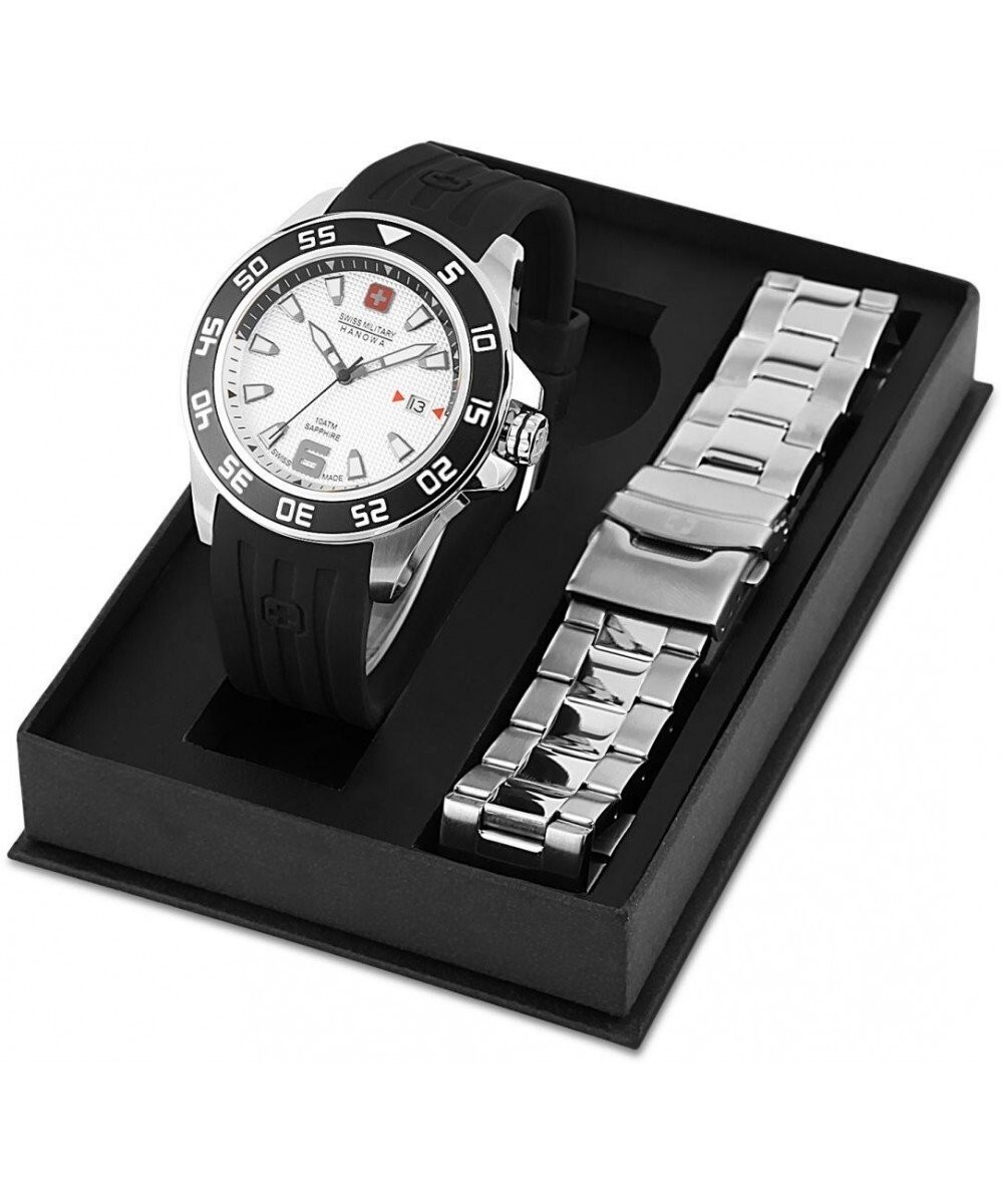 Pre-owned Swiss Military Hanowa Swiss Made Watch + Extra Silicone Band 06-5362.04.001.07
