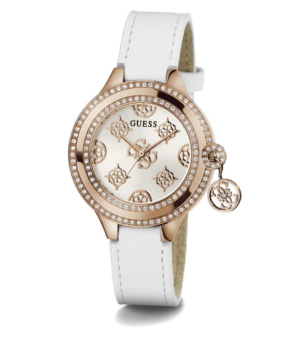 Pre-owned Guess Ladies Watch Wristwatch Charmed Gw0684l4 Leather