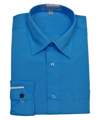 Men's peacock blue  color long sleeves dress shirts ( 17 1/2 /34-35  )