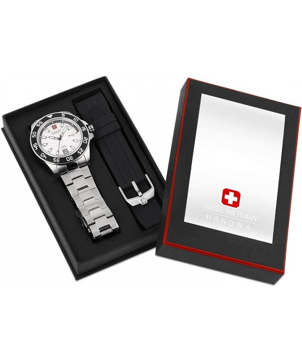Pre-owned Swiss Military Hanowa Swiss Made Watch + Extra Silicone Band 06-5362.04.001.07