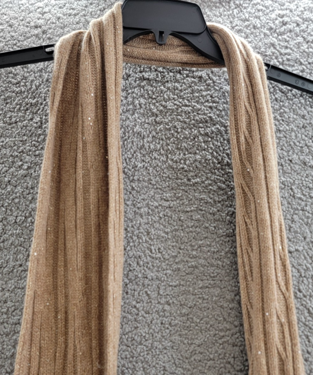 Adrienne Landau Wool The Lyla Scarf Women's One Size Camel Pom-Poms At Ends~ - Picture 12 of 15