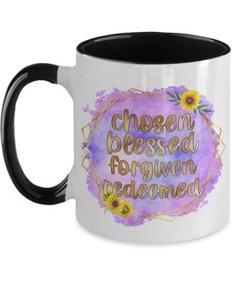 Chosen Blessed Forgiven Redeemed Coffee Mug Christian Friendship Gift for Women