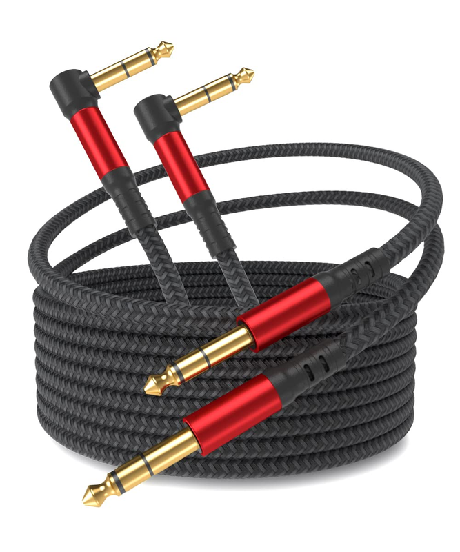 1/4 Inch Cable TRS Guitar Cable 10 Ft 2-Pack, Instrument Cable Guitar AMP Cord S
