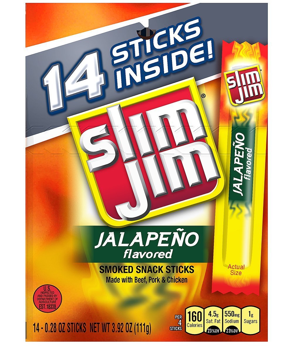 UPC 026200162331 product image for Slim Jim Freakin Hot Jalapeno Snack Sticks, 0.28 Ounce, 14 Count | upcitemdb.com