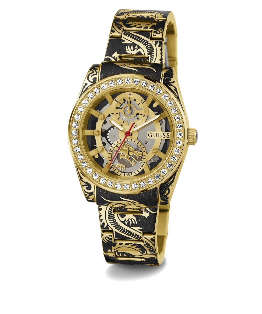 Pre-owned Guess Ladies Watch Wristwatch Dragoness Gw0647l1 Stainless Steel