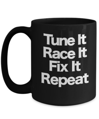 Race Car Mug Black Coffee Cup Funny Gift for Racing Driver Mechanic Shop Track 