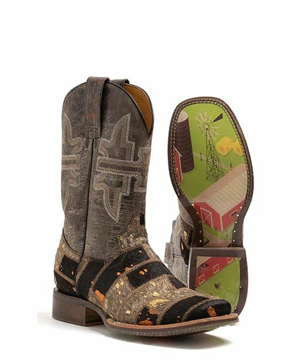 Pre-owned Tin Haul Women's Furrlicious Farm And Ranch Sole Boot- Style 14-021-0007-1446 In Multicolor
