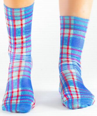 wigglesteps Socken, Blue Check, Karomuster, Plaid, blau / rot, One Size 36 - 40