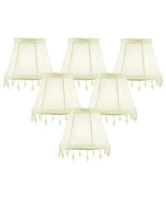 Set of 6 Candelabra Stretch Eggshell with Liner Clear Beads 3x5x4
