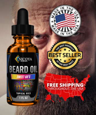 Beard Growth Oil - Fast Growing Beard Mustache Facial Hair oil for Men -Sweet 60