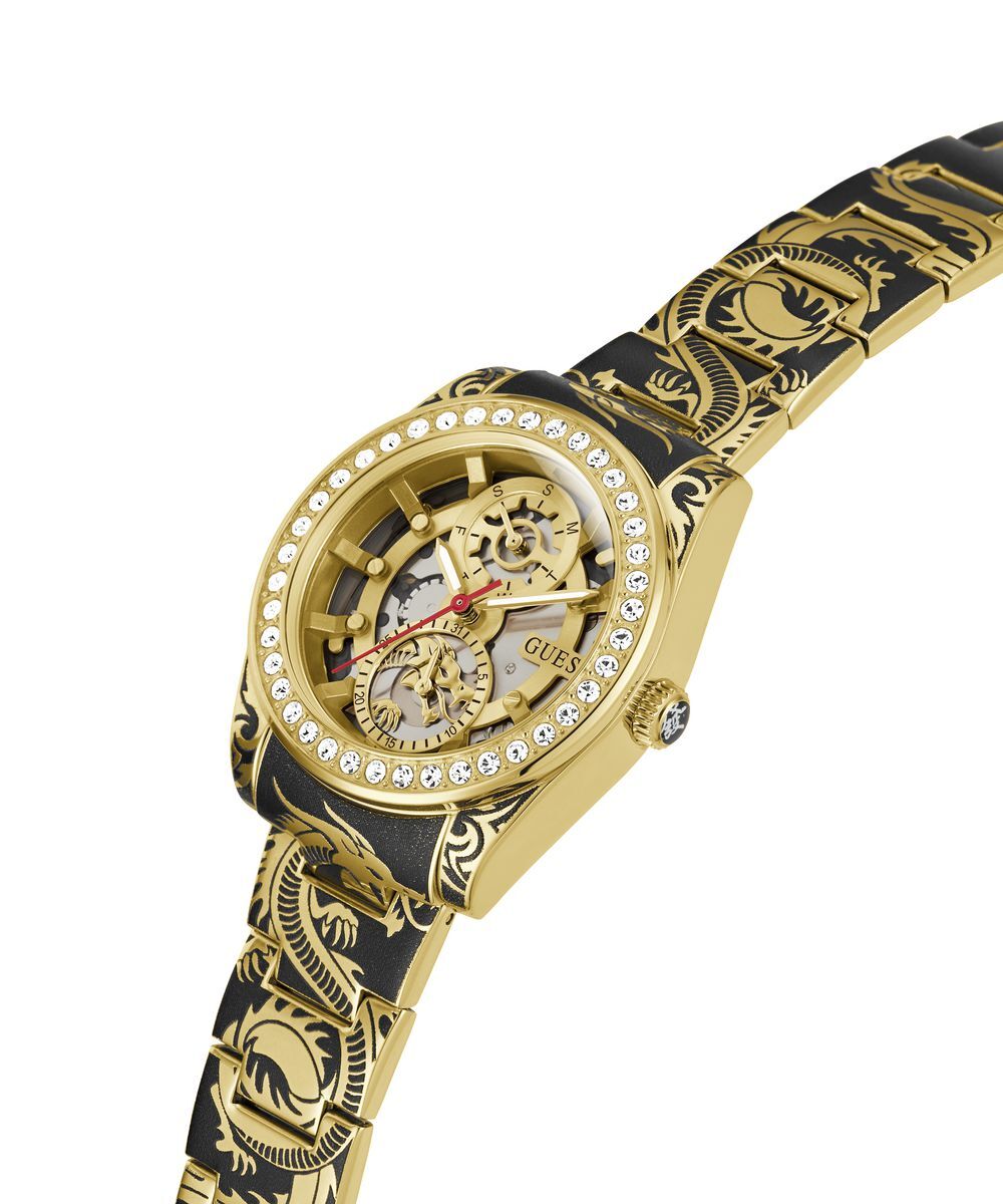 Pre-owned Guess Ladies Watch Wristwatch Dragoness Gw0647l1 Stainless Steel