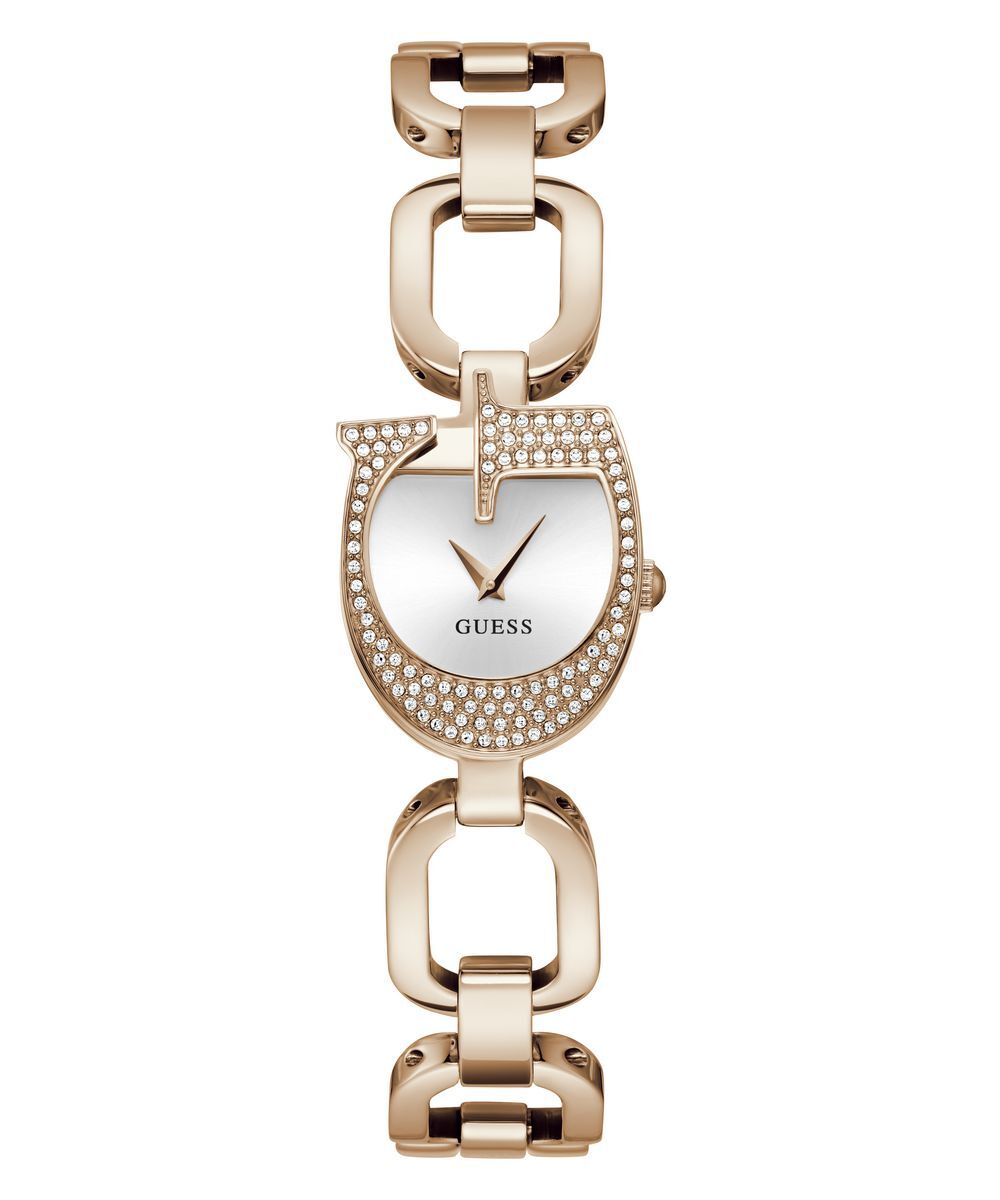 Pre-owned Guess Ladies Watch Wristwatch Gia Gw0683l3 Stainless Steel Rose Gold