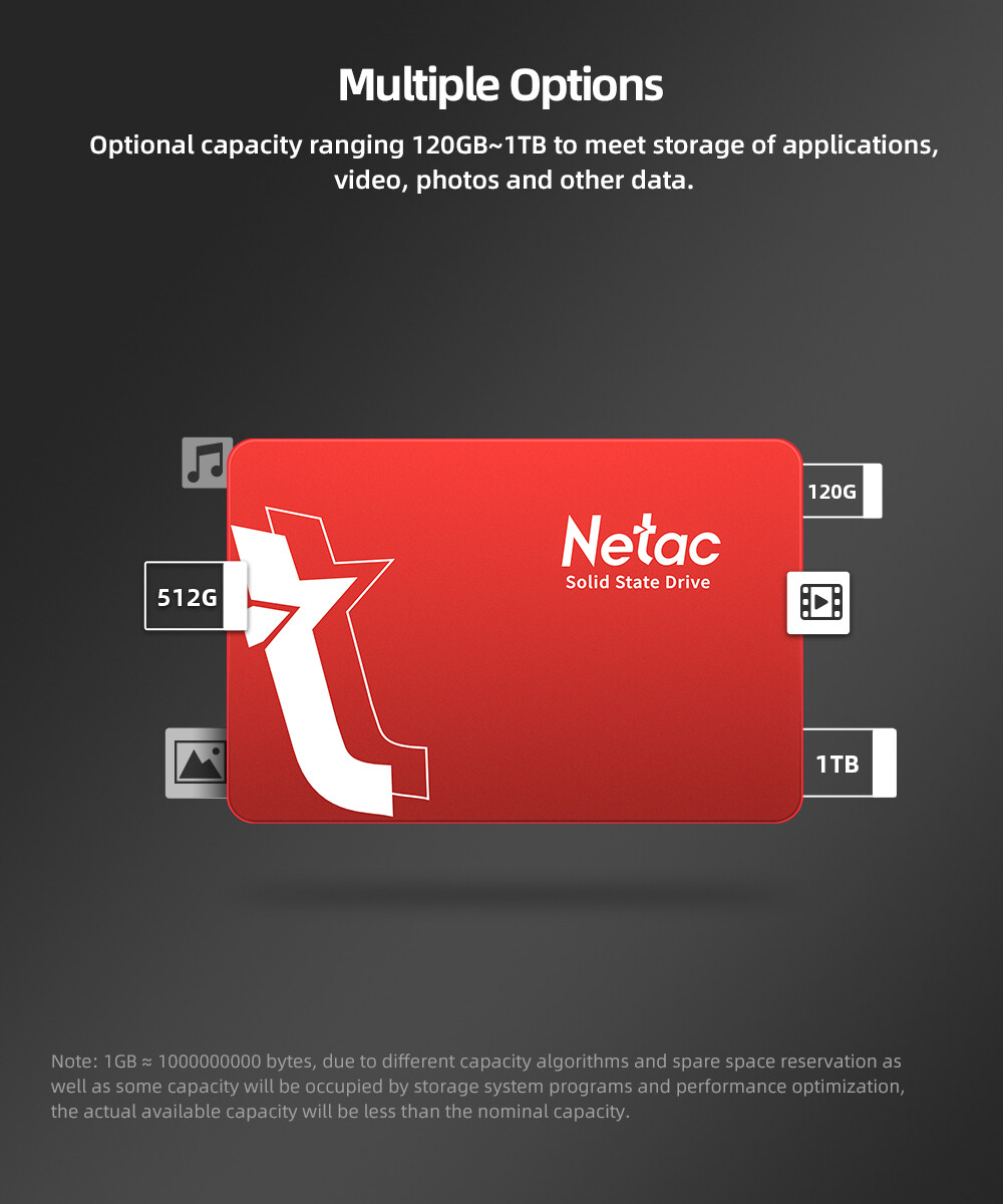 Netac 256GB SSD 3D NAND 2.5'' SATA III 6GB/s Internal Solid State Drive 500MB/s