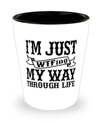 Shot Glass Funny Gift IM JUST WTFING MY WAY THROUGH LIFE Shot Glass Bday Gift