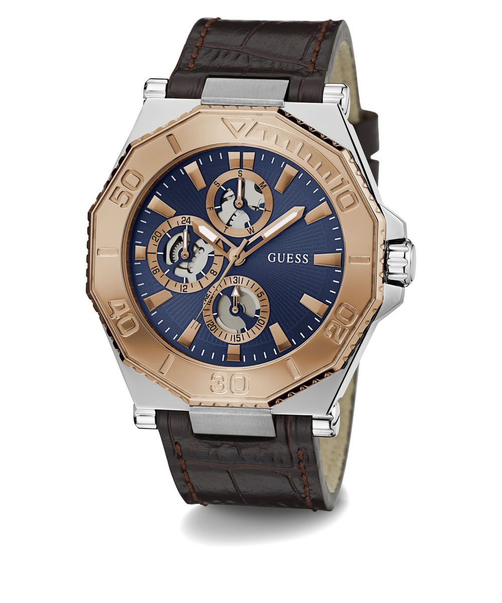 Pre-owned Guess Men's Wristwatch Prime Gw0704g2 Leather