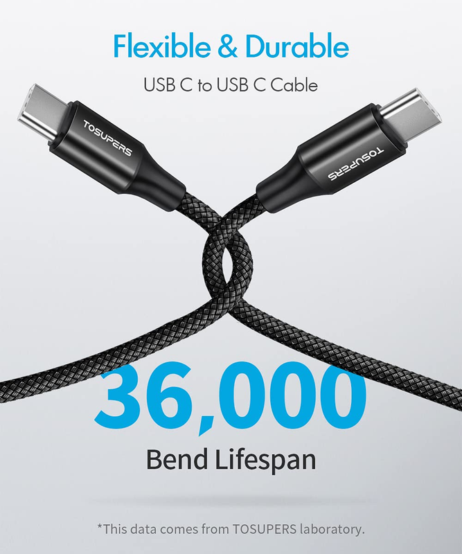 USB C to USB C Cable 10ft, 2-Pack Long USBC to USBC Cable, 60W Type C Fast Charg