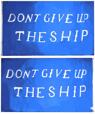 Commodore Perry Don't Give Up The Ship Blue Double Sided 100D 3x5 Flag Banner